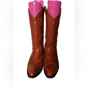 Circle G Brown Snakeskin Cowboy Boots Size:9